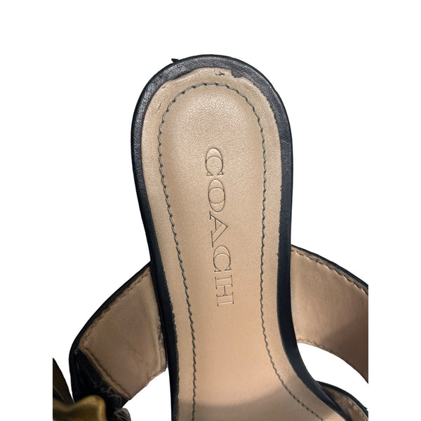 Coach Women’s Black Leather Verona Mule  Pointed Toe Slide In Shoes Sz 6.5