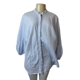 Lauren Ralph Lauren Sz 2X Striped Button-Up Collarless Long Sleeve Women Shirt