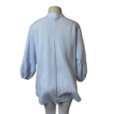 Lauren Ralph Lauren Sz 2X Striped Button-Up Collarless Long Sleeve Women Shirt