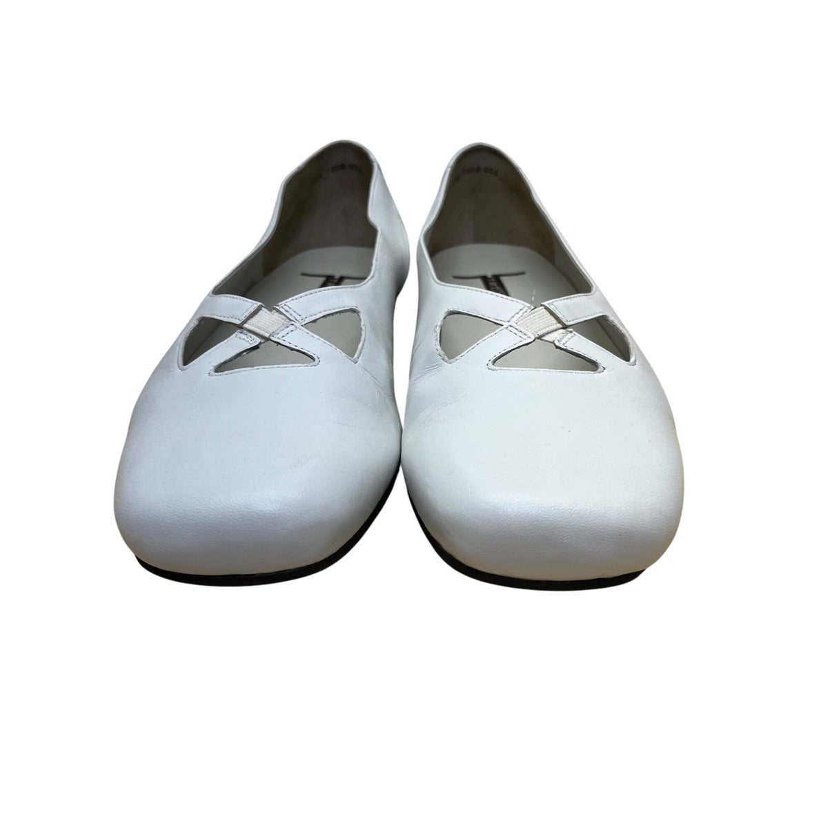 Trotters Women’s White Leather Maggie Design Slip-On Flats Size 12W