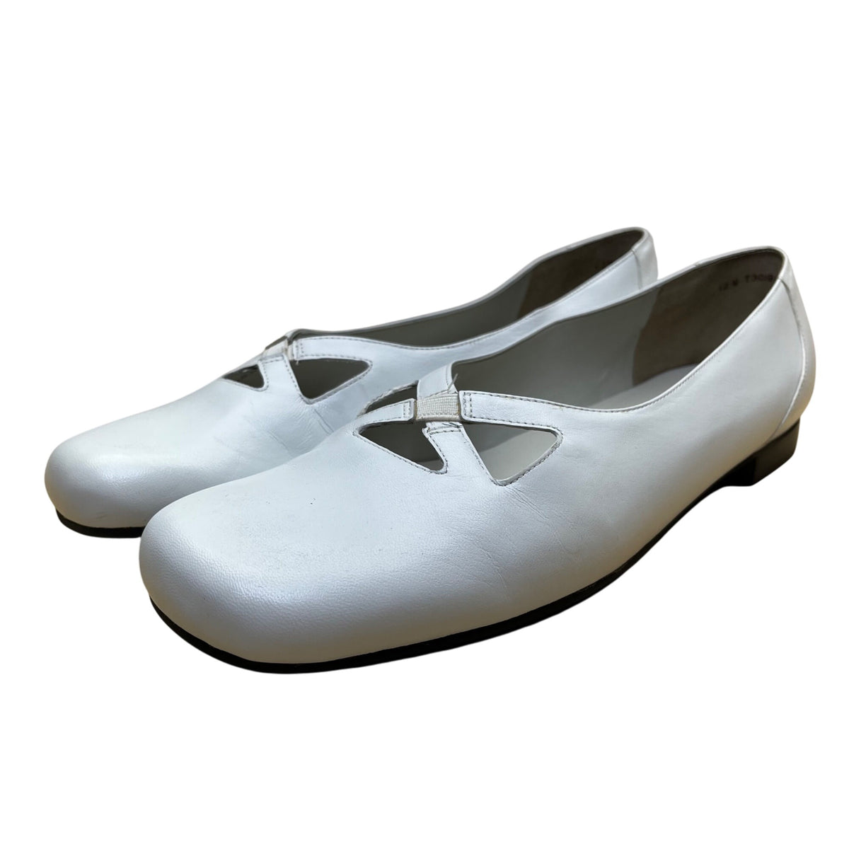 Trotters Women’s White Leather Maggie Design Slip-On Flats Size 12W
