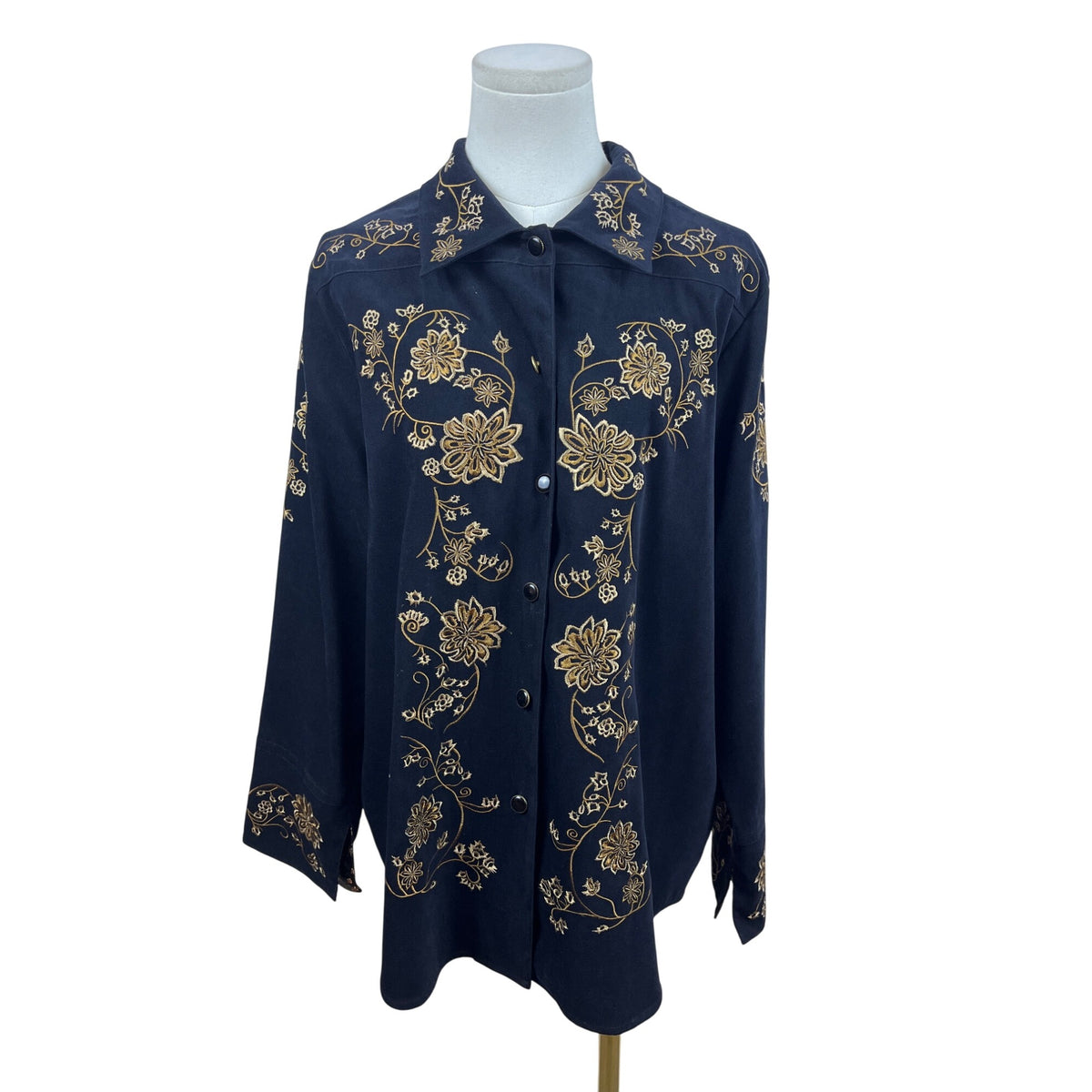 Vintage Victoria Costa Occasion Women's Black Floral Button Up Shirt Size L