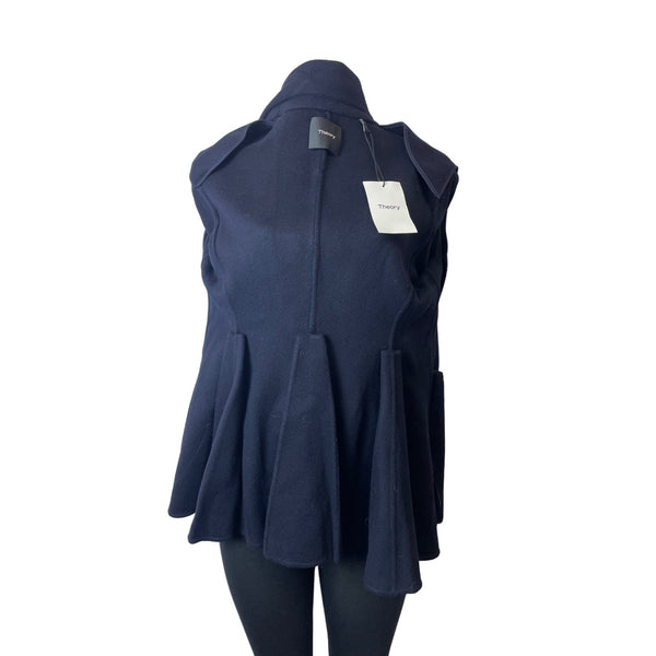 Theory Women’s Navy Blue Coat Wool Cashmere Sz 12 - NWT