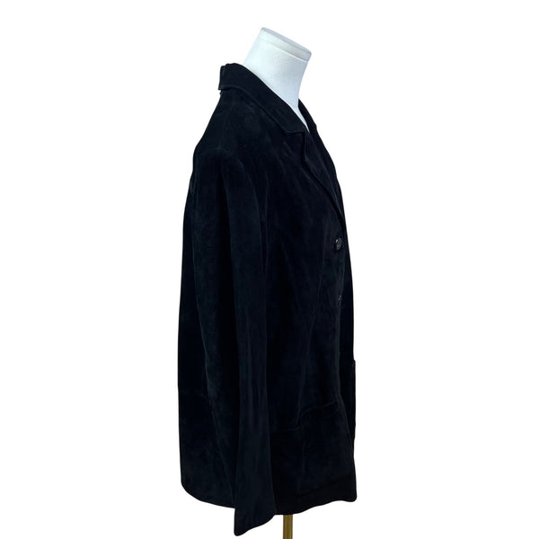 Valerie Stevens Women's Black Suede Blazer Silky Suede Single Breasted Size 16