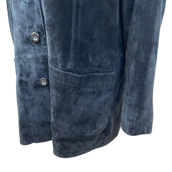 Valerie Stevens Women's Black Suede Blazer Silky Suede Single Breasted Size 16