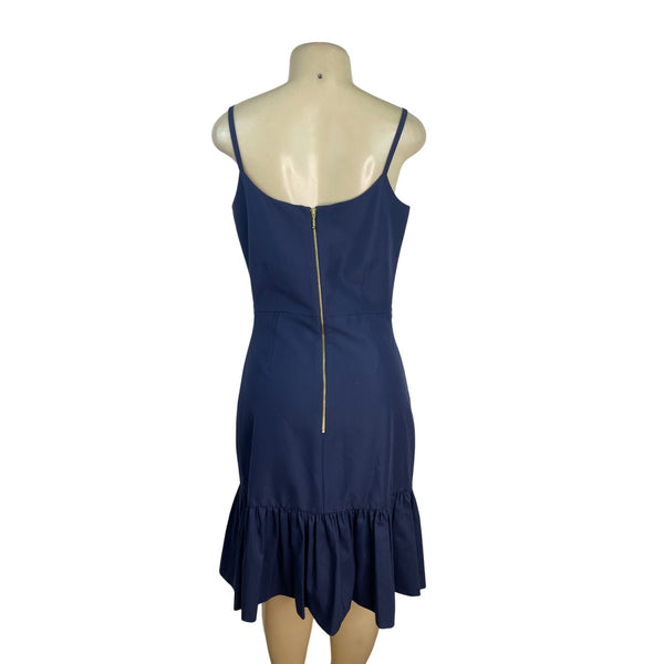 Kate Spade Blue Talitha Dress With Ruffle Hem & Gold Zipper Back Size 10 - New