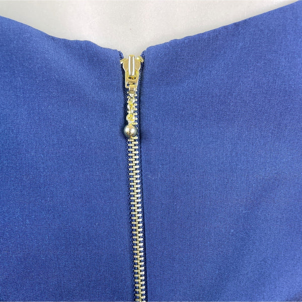 Kate Spade Blue Talitha Dress With Ruffle Hem & Gold Zipper Back Size 10 - New