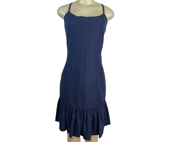 Kate Spade Blue Talitha Dress With Ruffle Hem & Gold Zipper Back Size 10 - New