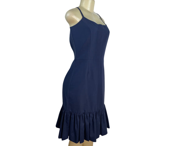 Kate Spade Blue Talitha Dress With Ruffle Hem & Gold Zipper Back Size 10 - New