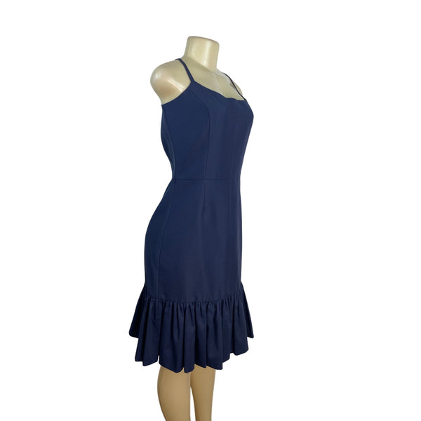 Kate Spade Blue Talitha Dress With Ruffle Hem & Gold Zipper Back Size 10 - New