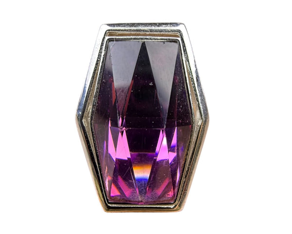 Sarah Coventry Womens Purple Faceted Glass Statement Cocktail Ring Adjustable Size
