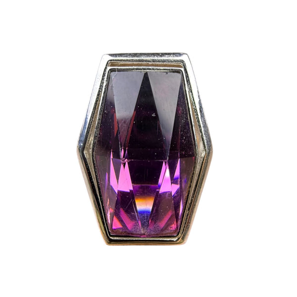 Sarah Coventry Womens Purple Faceted Glass Statement Cocktail Ring Adjustable Size