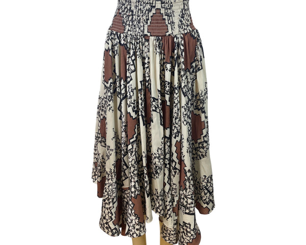 Anthropologie Women’s Multicolor Smocked Waist Soft Midi Skirt Size XS