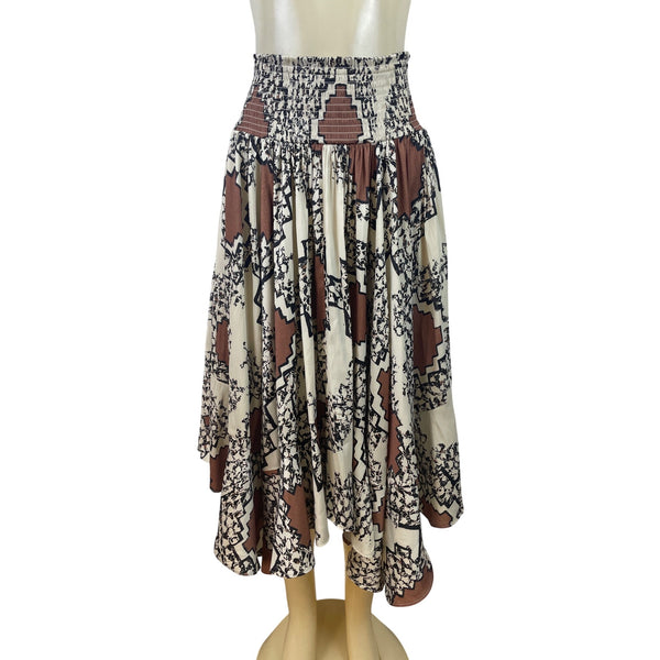 Anthropologie Women’s Multicolor Smocked Waist Soft Midi Skirt Size XS