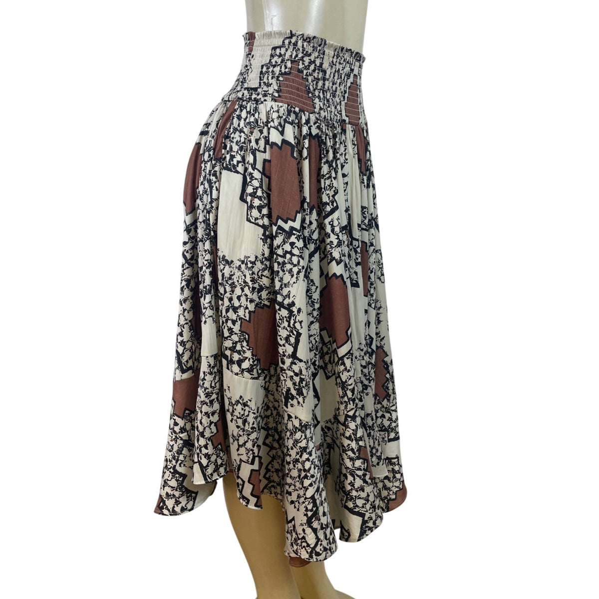 Anthropologie Women’s Multicolor Smocked Waist Soft Midi Skirt Size XS