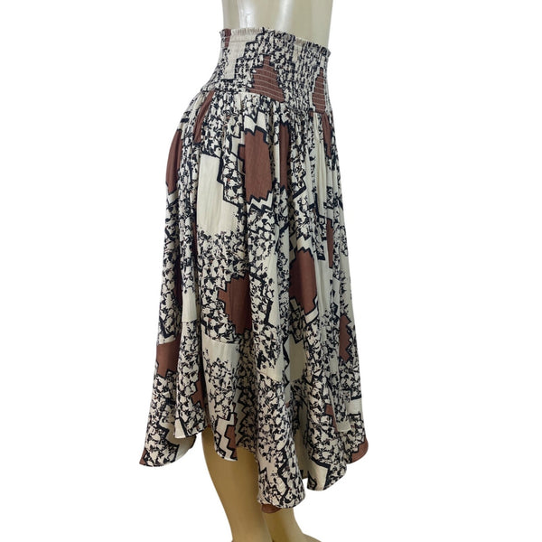 Anthropologie Women’s Multicolor Smocked Waist Soft Midi Skirt Size XS