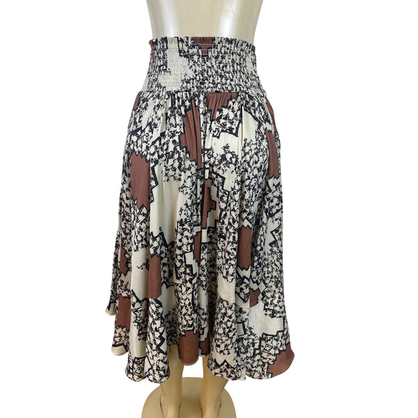 Anthropologie Women’s Multicolor Smocked Waist Soft Midi Skirt Size XS