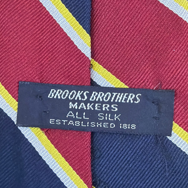 Vintage Brooks Brothers Red & Navy Silk Striped Tie 58" Classic Formal Accessory