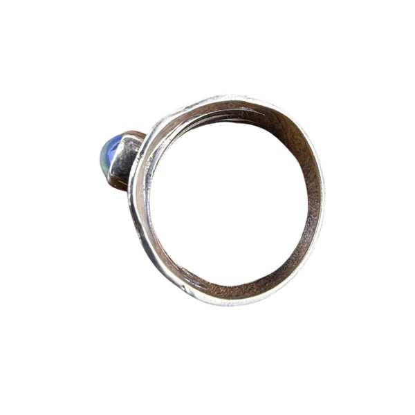 Vintage Sterling Silver 925 Womens Opal Ring Intricate Cutout Design Siz 10