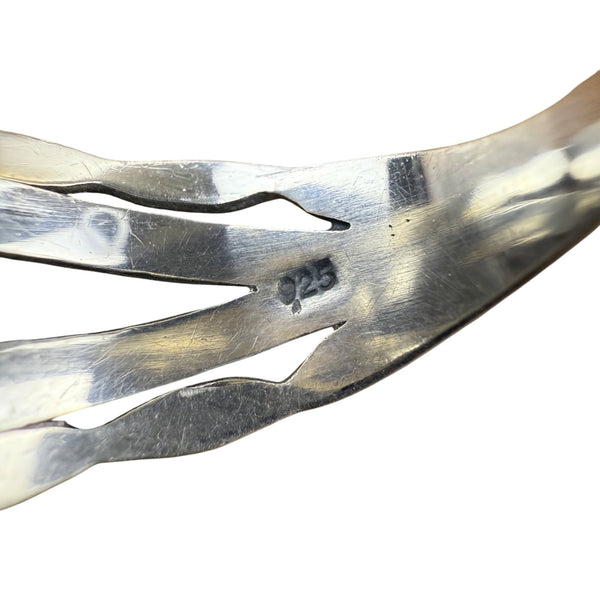 Vintage Sterling Silver 925 Womens Opal Ring Intricate Cutout Design Siz 10