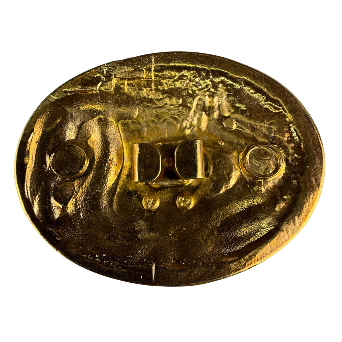 Vintage HR Gold & Silver Oval Belt Buckle With Pearl Accents