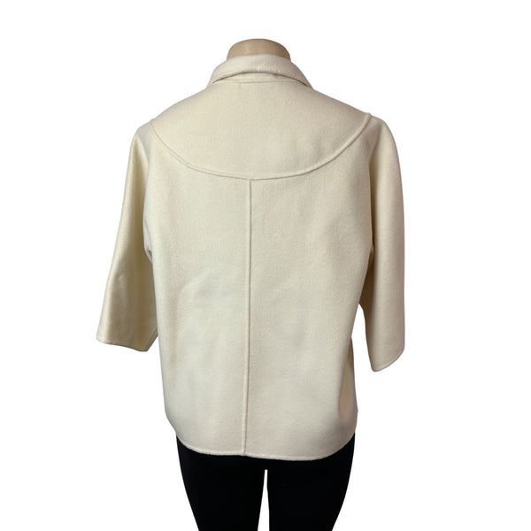 Talbots Ivory Wool Blend Size 12 Double Breasted 3/4 Sleeves Womens Peacoat
