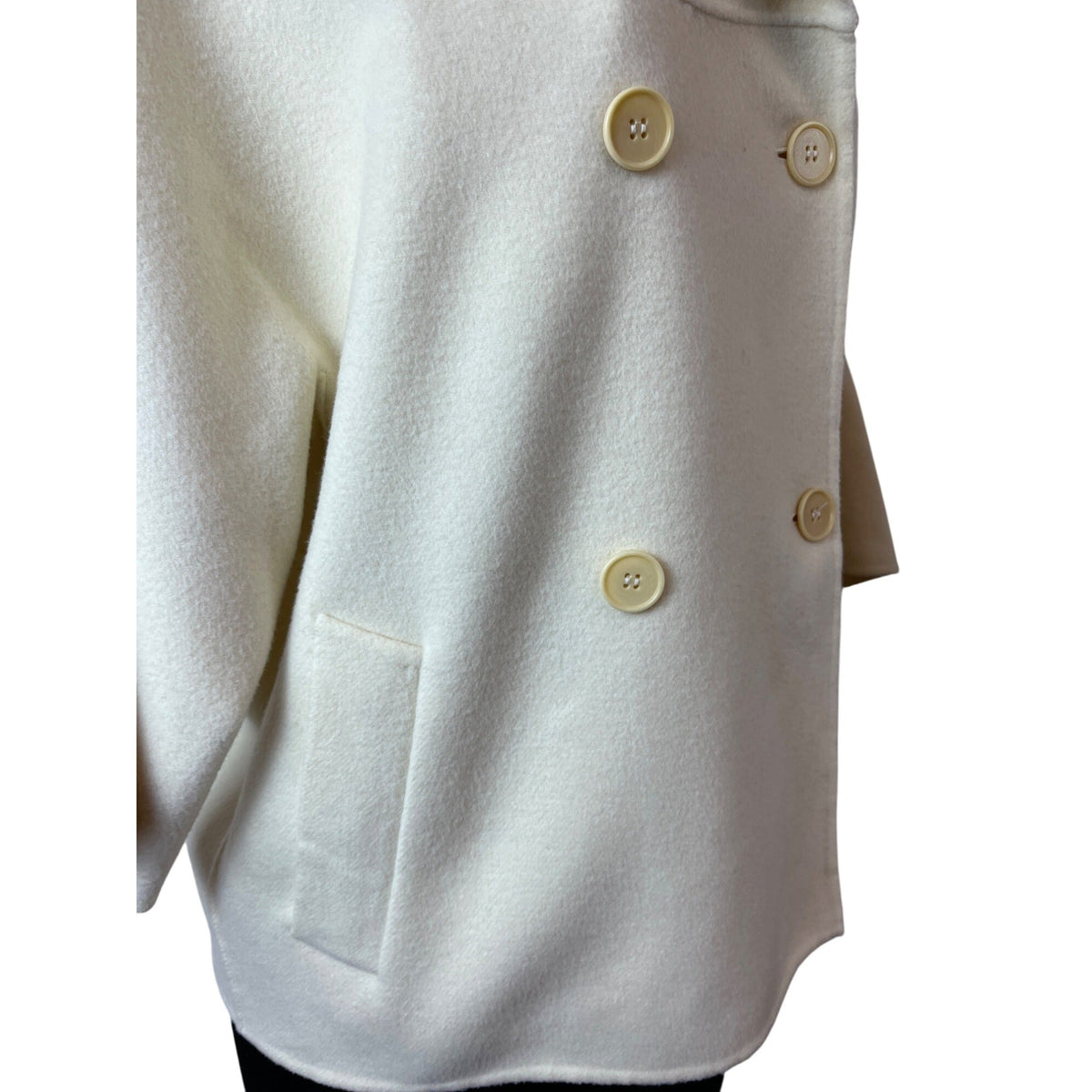 Talbots Ivory Wool Blend Size 12 Double Breasted 3/4 Sleeves Womens Peacoat