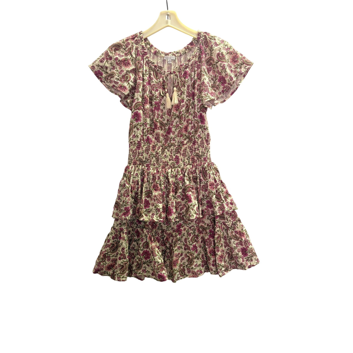 Patrons Of Peace Womens Multicolor Floral Smocked Ruffle Boho Dress XS