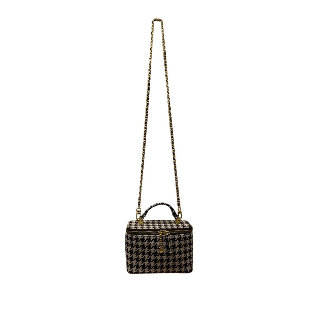 Glowiest Women’s Black & White Houndstooth Signature Vanity Shoulder Case Size S