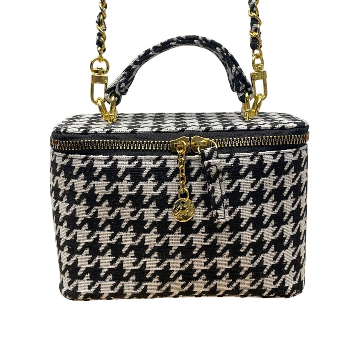 Glowiest Women’s Black & White Houndstooth Signature Vanity Shoulder Case Size S