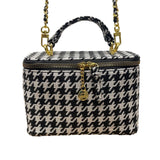 Glowiest Women’s Black & White Houndstooth Signature Vanity Shoulder Case Size S