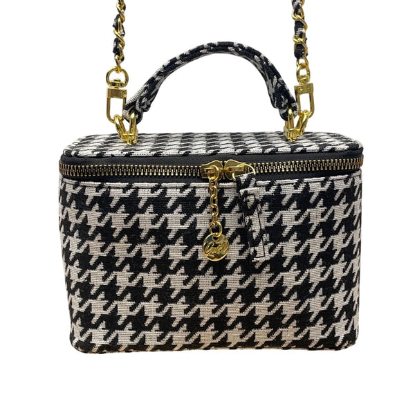 Glowiest Women’s Black & White Houndstooth Signature Vanity Shoulder Case Size S