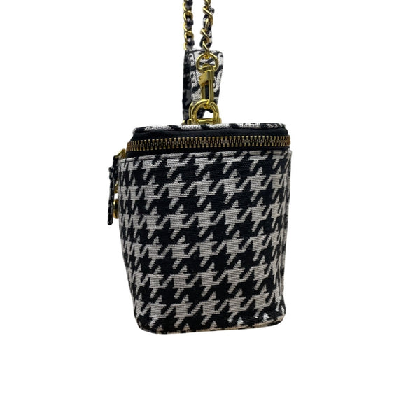 Glowiest Women’s Black & White Houndstooth Signature Vanity Shoulder Case Size S