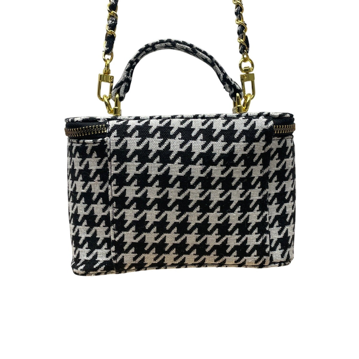 Glowiest Women’s Black & White Houndstooth Signature Vanity Shoulder Case Size S