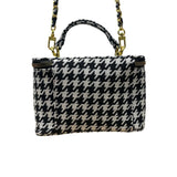 Glowiest Women’s Black & White Houndstooth Signature Vanity Shoulder Case Size S