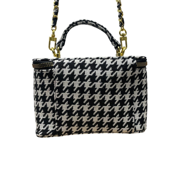 Glowiest Women’s Black & White Houndstooth Signature Vanity Shoulder Case Size S