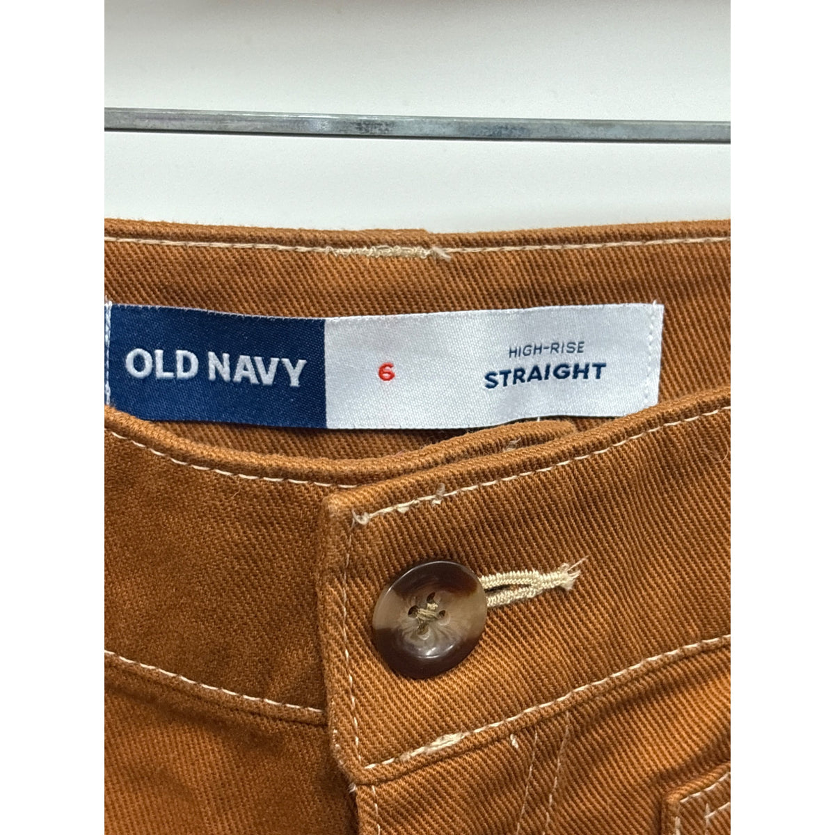 Old Navy Women’s Brown Cotton High-Rise Straight-Leg Pants Size 6 Durable Stylish