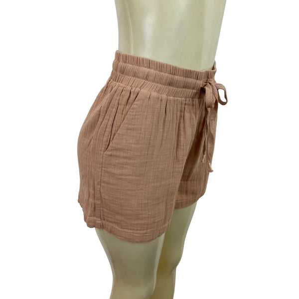 Elan Women’s Peach Shorts With Drawstring Tie & Pockets Size M - New