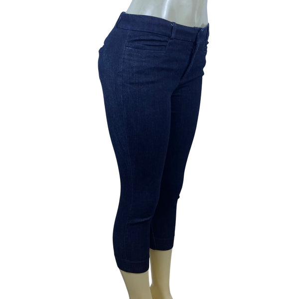 Banana Republic Women Navy Stretch Denim Capri Jeans Cropped Pants Sz 10 Petite
