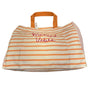 NWT Loft Women's Orange/White Striped Weekend Vibes Canvas Tote Bag Size XL
