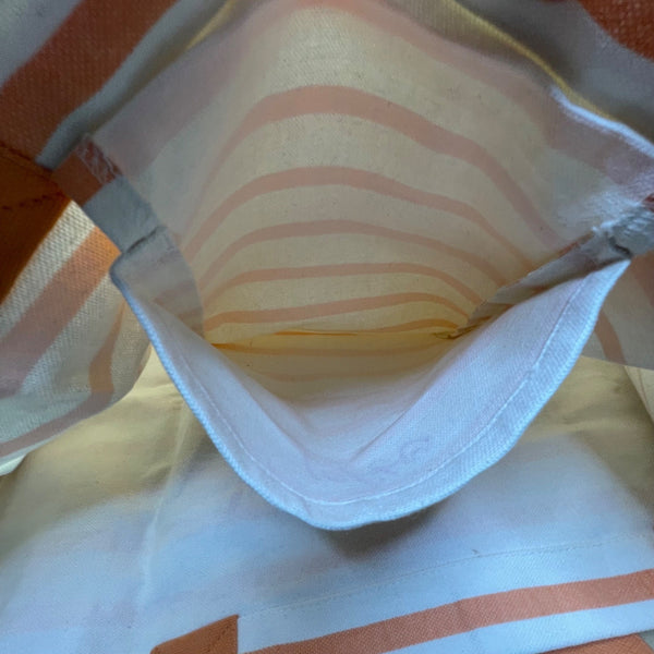 Loft Women’s Orange/White Striped Weekend Vibes Canvas Tote Bag Size XL