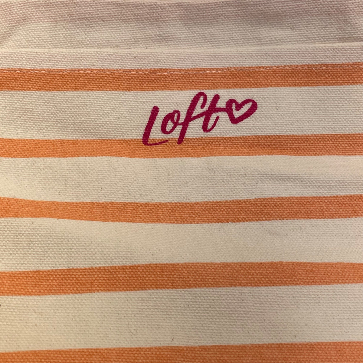 Loft Women’s Orange/White Striped Weekend Vibes Canvas Tote Bag Size XL