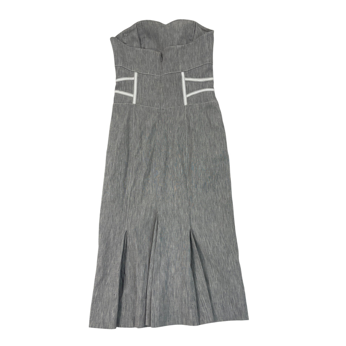 Bebe Strapless Gray Midi Dress With White Accents & Back Zipper Sz 00