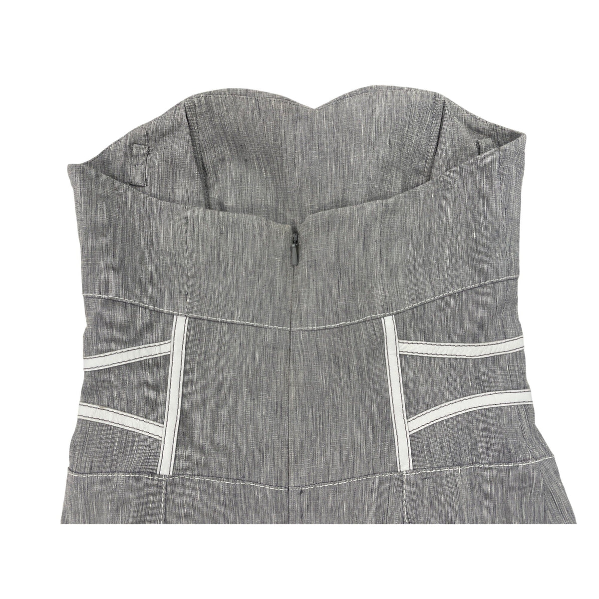 Bebe Strapless Gray Midi Dress With White Accents & Back Zipper Sz 00