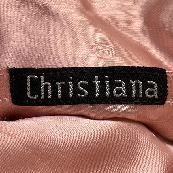 Vintage Christiana Pink Satin Lining Beaded Embroidered Metal Frame Handbag Sz S