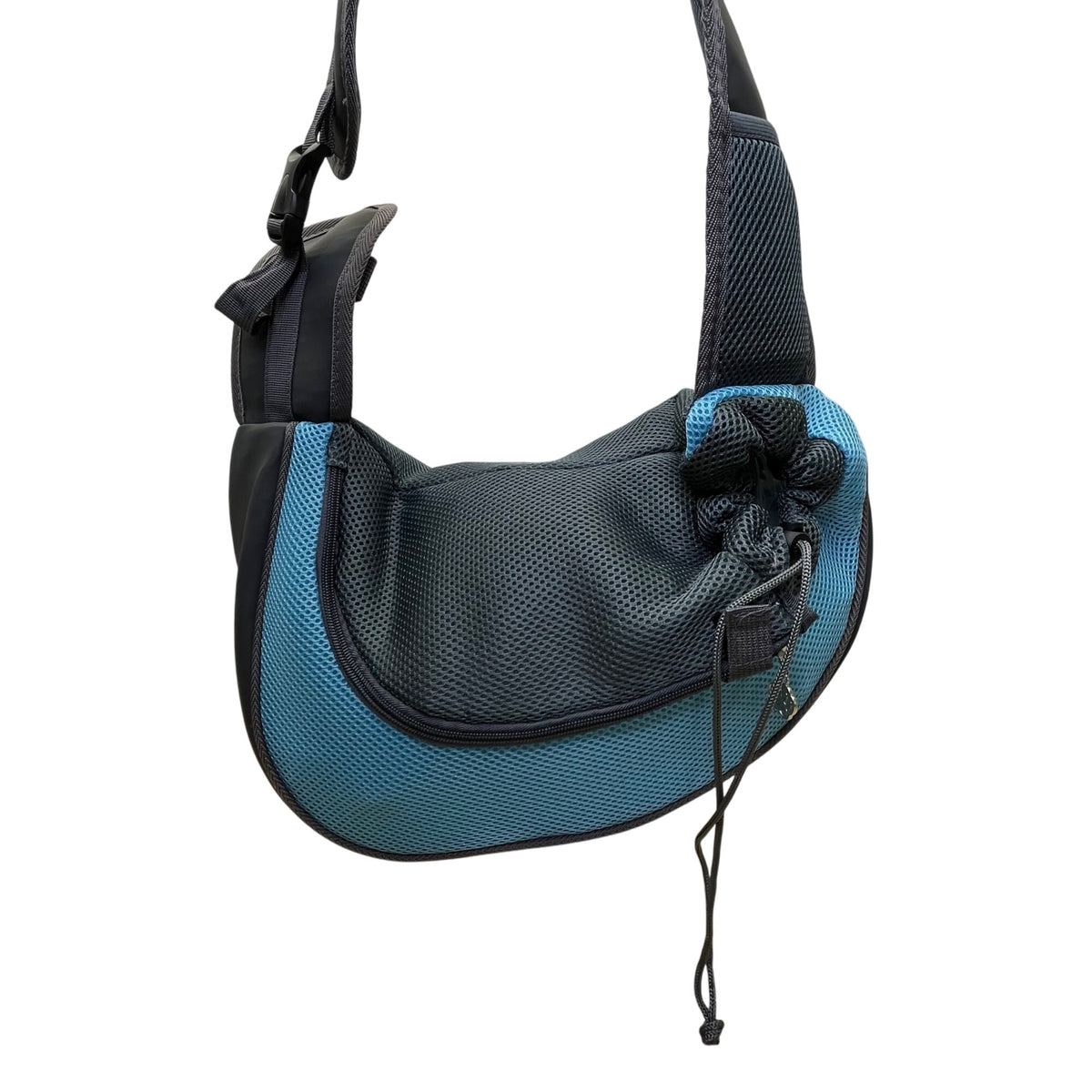 Popcorn Sky Blue Mesh Adjustable Strap Zipper Closure Pet Carrier Shoulder Bag