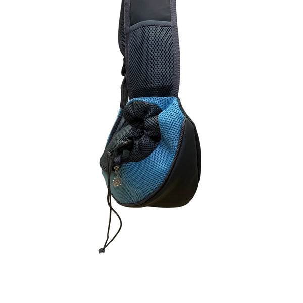 Popcorn Sky Blue Mesh Adjustable Strap Zipper Closure Pet Carrier Shoulder Bag