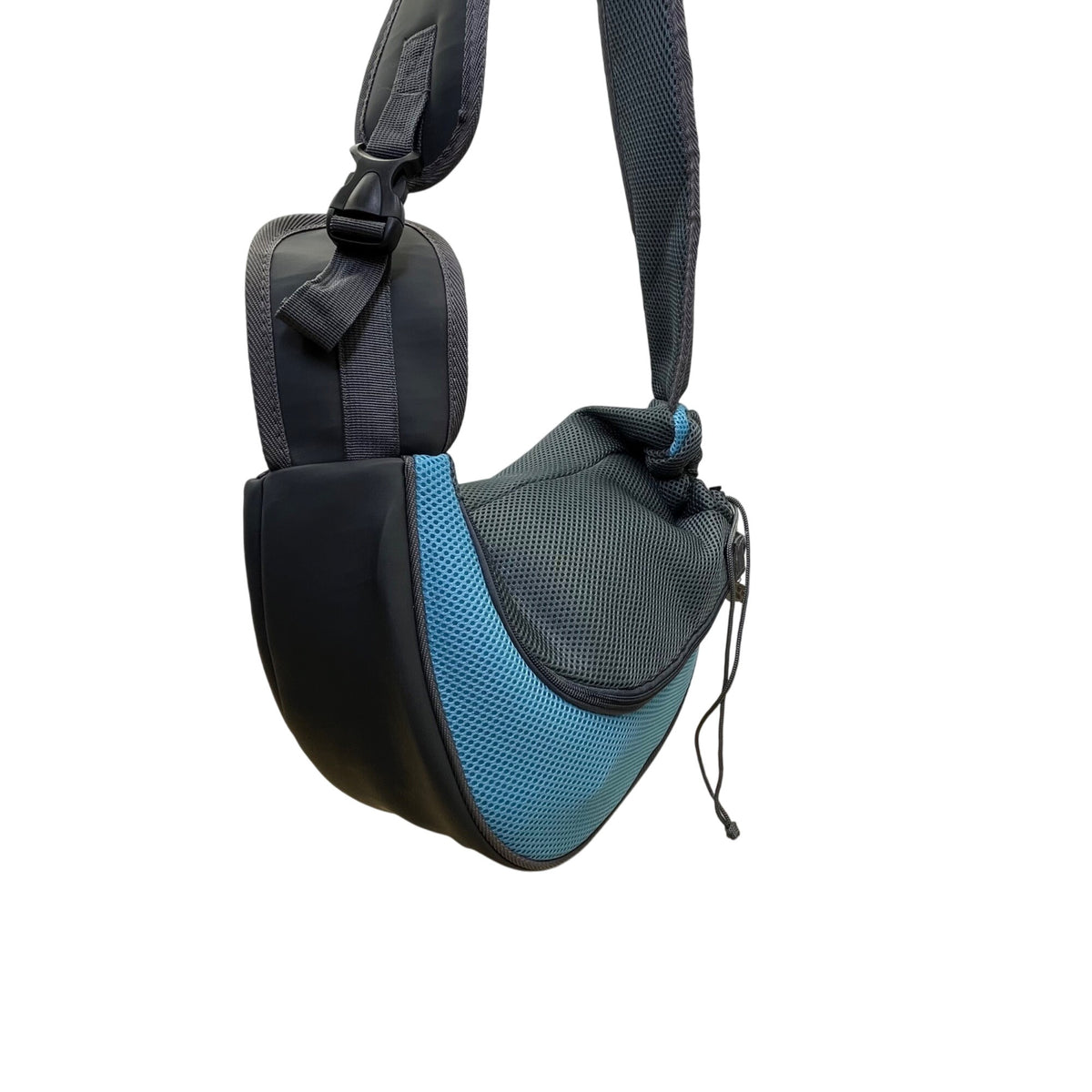 Popcorn Sky Blue Mesh Adjustable Strap Zipper Closure Pet Carrier Shoulder Bag