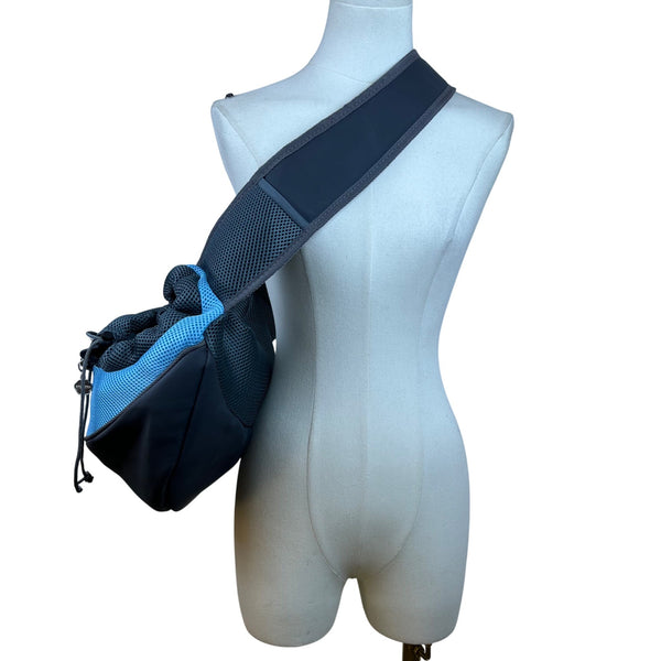 Popcorn Sky Blue Mesh Adjustable Strap Zipper Closure Pet Carrier Shoulder Bag