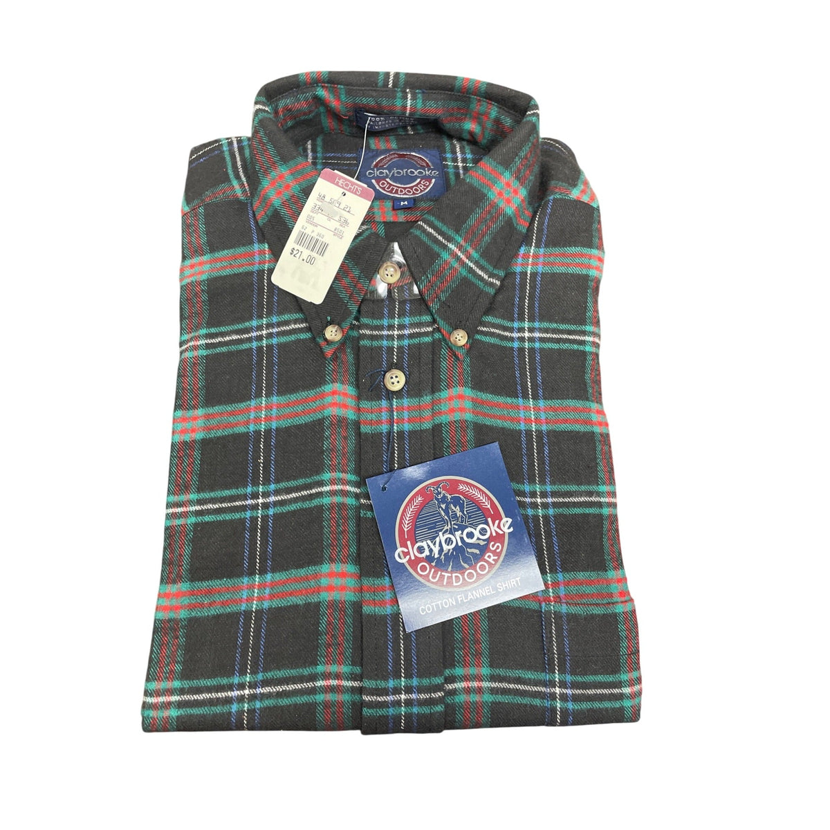 Claybrooke Outdoors Men Medium Flannel Long Sleeve Shirt Plaid Button-Down - New